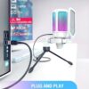 FIFINE AmpliGame USB Microphone, PC Gaming Recording Desktop Laptop Mic, RGB Streaming Podcasting Condenser Mic for Online Game, Vocal, with Mute Button, Gain Knob, Tripod Stand-A6V White - Image 6
