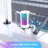 FIFINE AmpliGame USB Microphone, PC Gaming Recording Desktop Laptop Mic, RGB Streaming Podcasting Condenser Mic for Online Game, Vocal, with Mute Button, Gain Knob, Tripod Stand-A6V White - Image 7