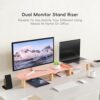 Dual Monitor Stand Riser,Rainbow Cloud Desktop Computer Stand for 2 Monitors,Adjustable Length and Angle Multifunctional Desktop Organizer Stand for Laptop, PC, Computer, Printer,Pink - Image 3