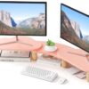 Dual Monitor Stand Riser,Rainbow Cloud Desktop Computer Stand for 2 Monitors,Adjustable Length and Angle Multifunctional Desktop Organizer Stand for Laptop, PC, Computer, Printer,Pink - Image 2
