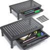 EVOOMI Back Saver Monitor Stand for Desk - 2 Pack Monitor Riser with Drawer - Gain 5 Weeks a Year, Less Pain & Peak Productivity with Anti Skid Mesh Metal Computer Stand for Laptop, Printer & iMac - Image 2
